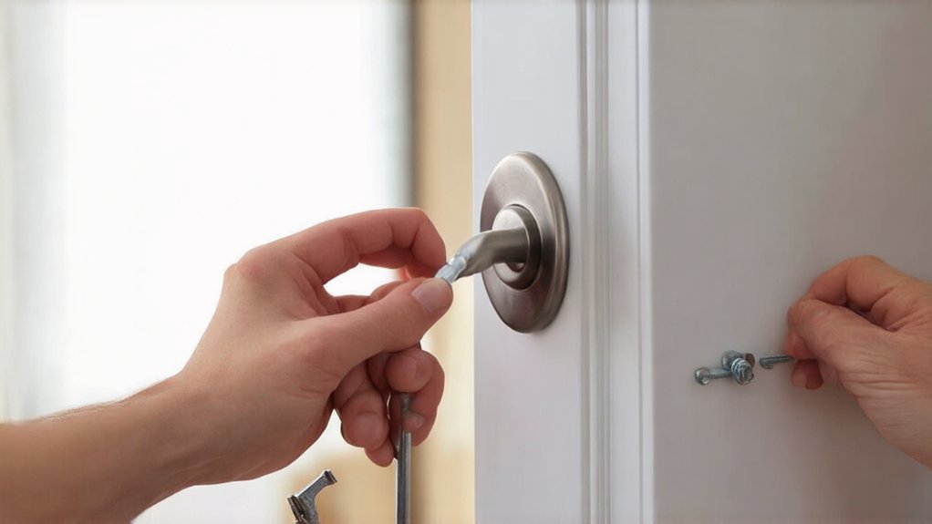 tighten door handle screws